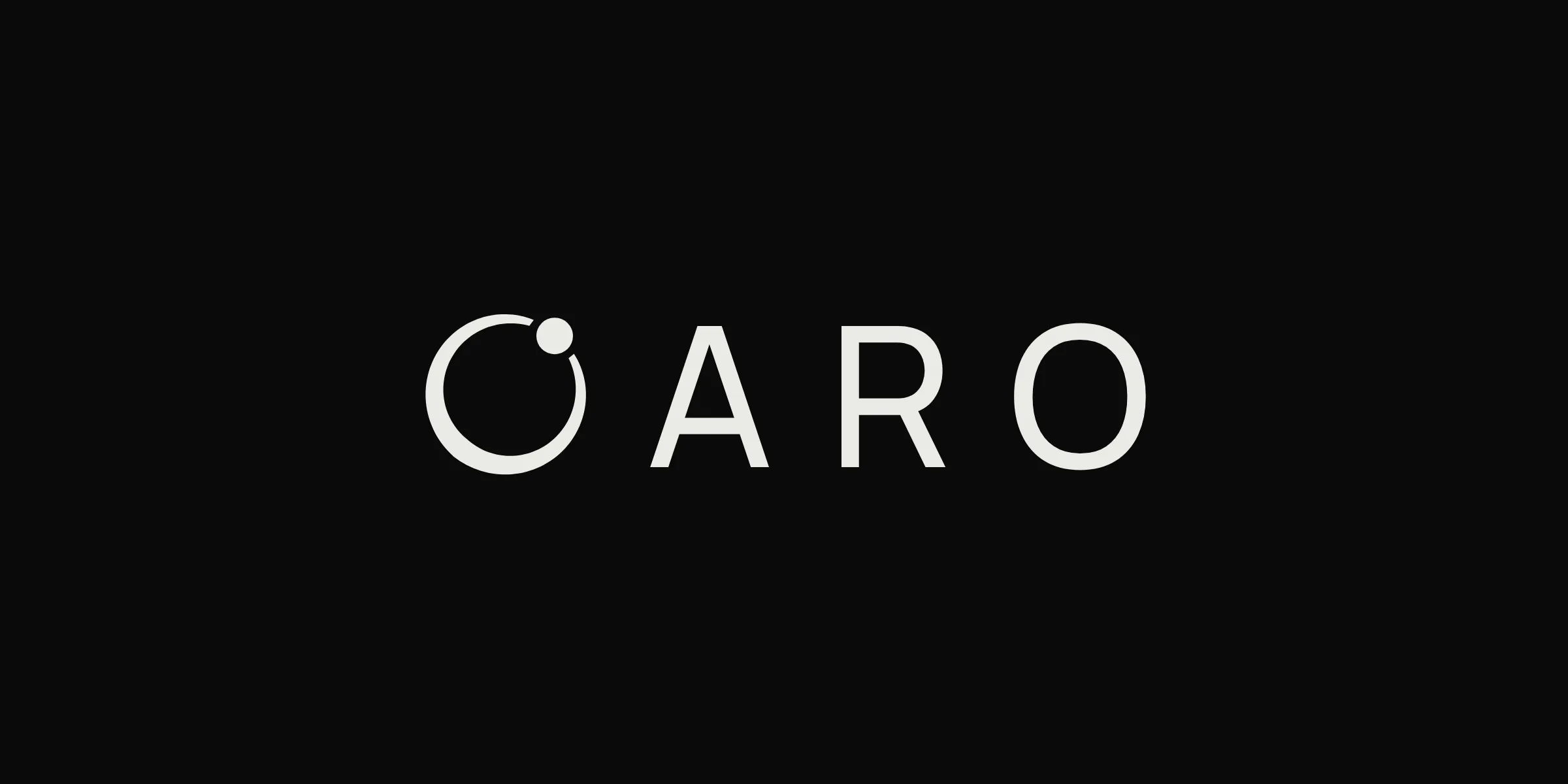 The Aro lockup: a thin ring with a sensor dot beside the wordmark ARO, set in light letterspaced capitals on black