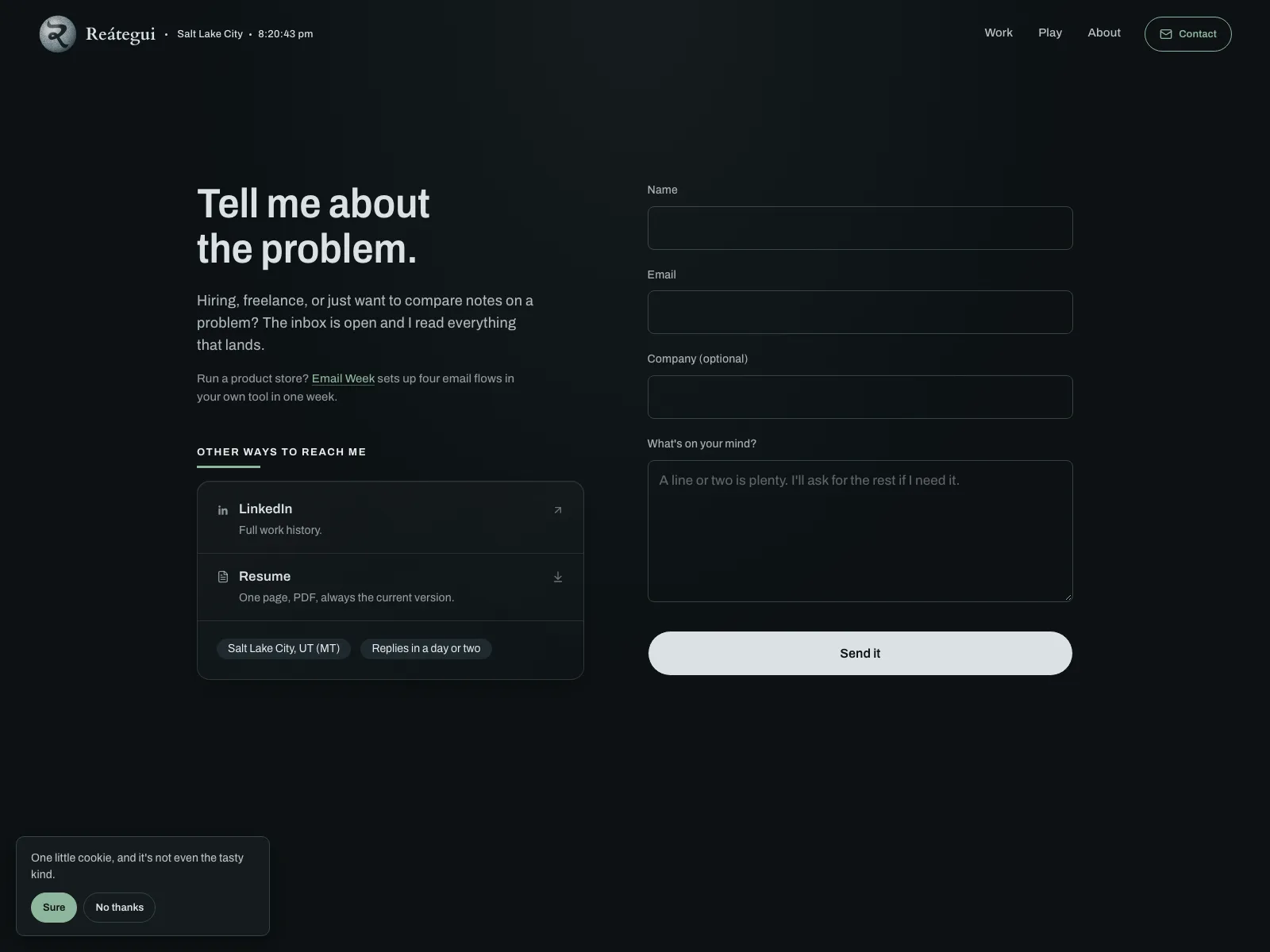 Contact page with a native form.