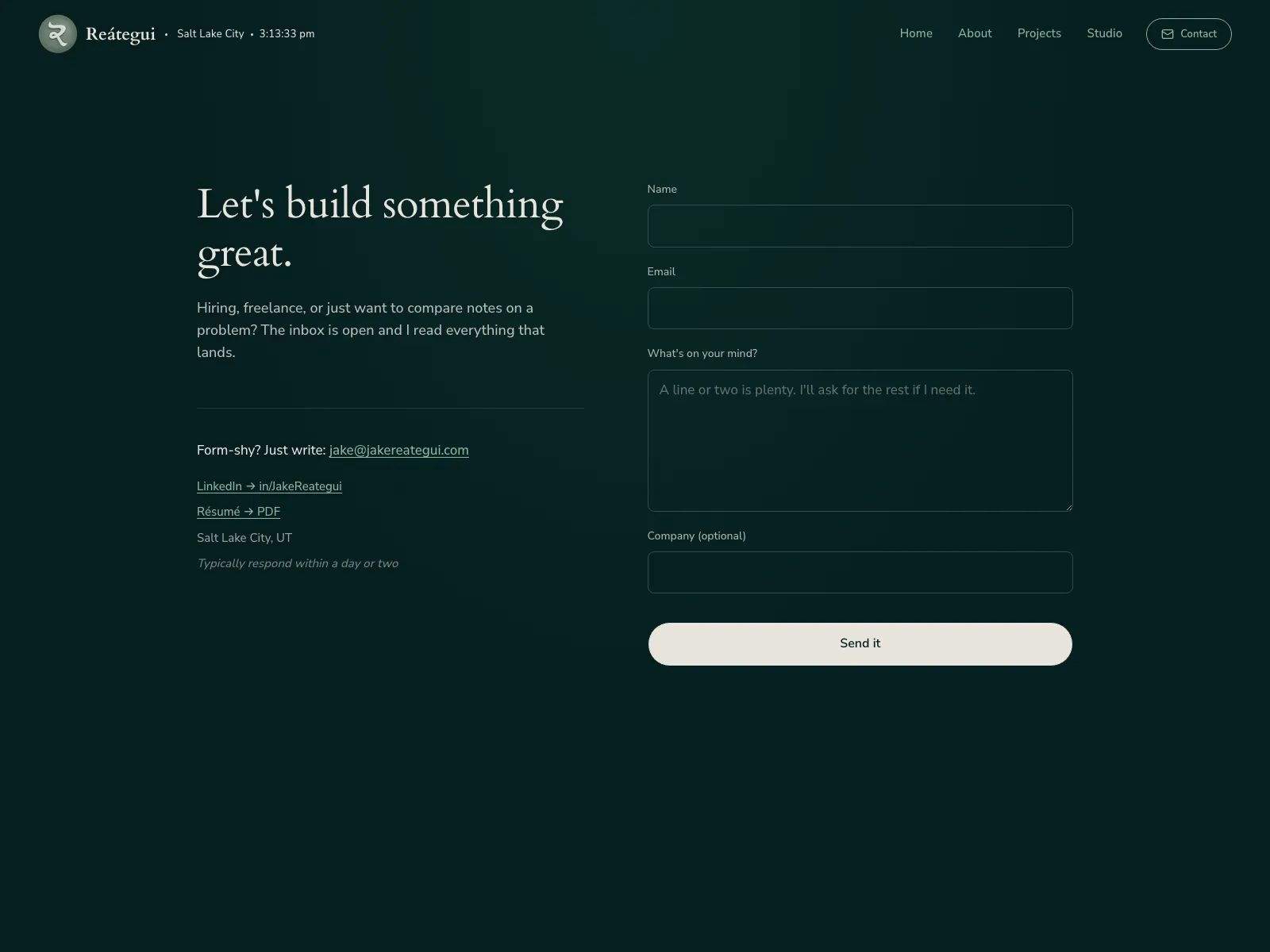 Contact page with a native form.