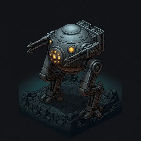 Looping animation of the walker rig stepping in place.